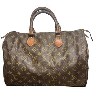 Louis Vuitton Monogram LV Leather Speedy 35 Travel Bag (LVXX200)